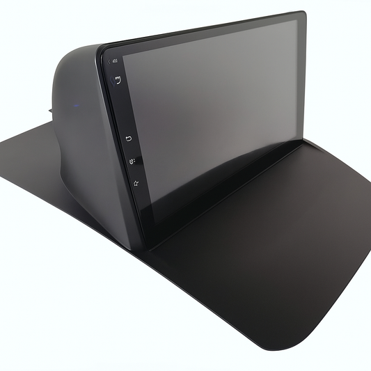 Black electronic device with a screen on a white background