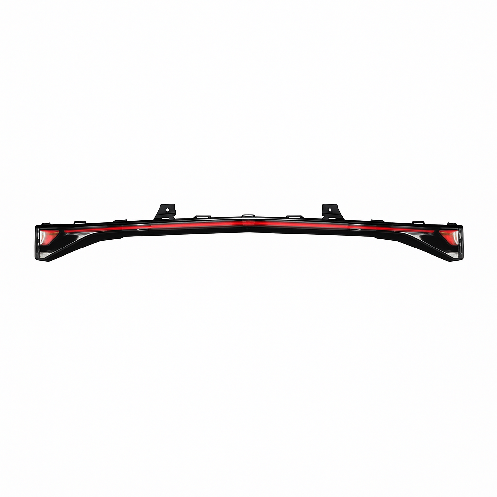 Car bumper with red accents on a white background