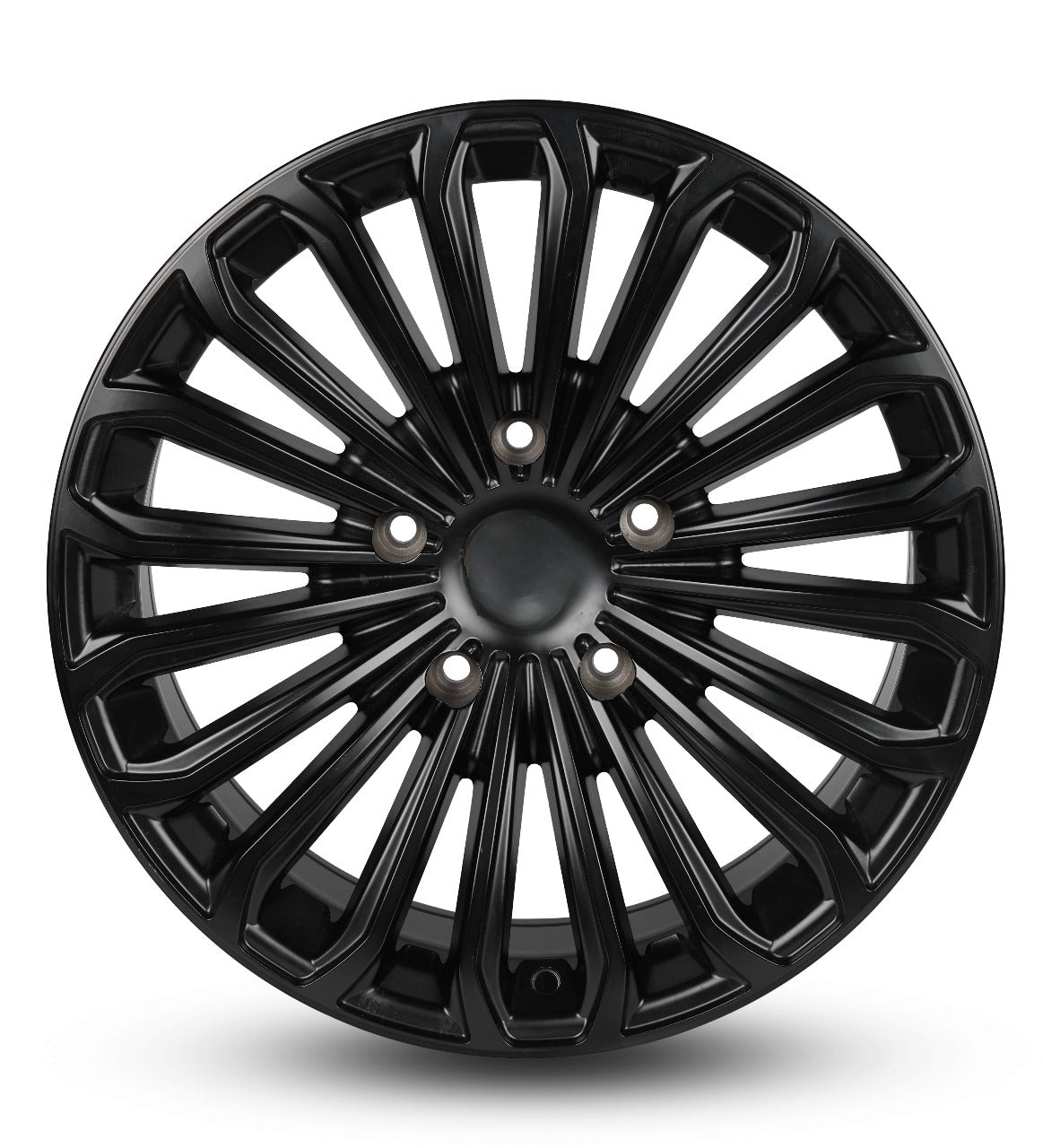 Black car wheel rim on a white background