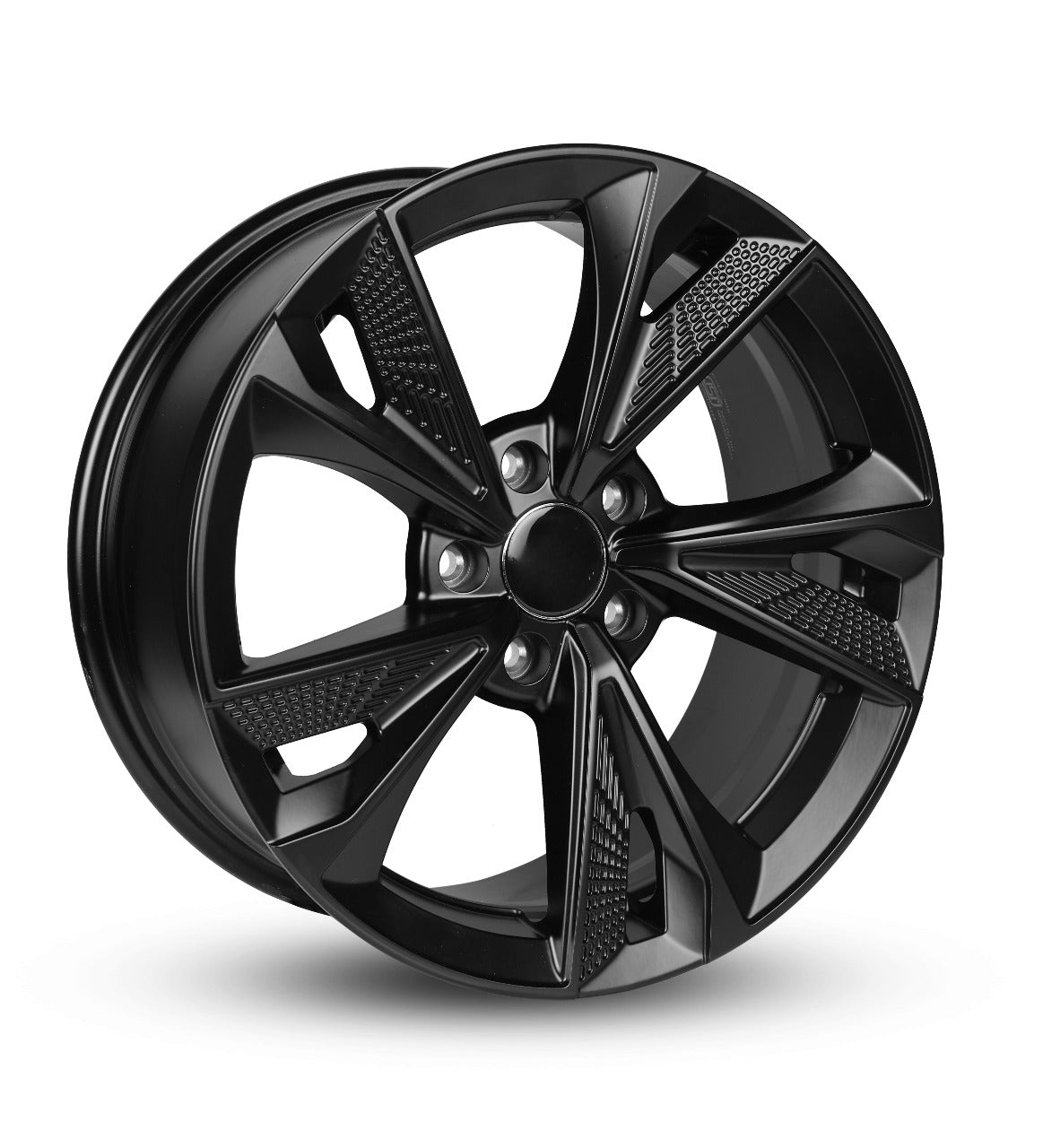 Black alloy wheel on a white background