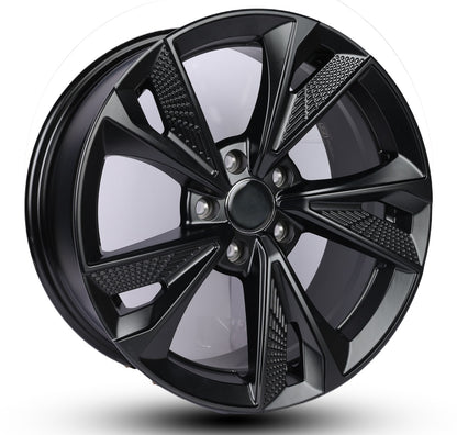 Black alloy wheel on a white background