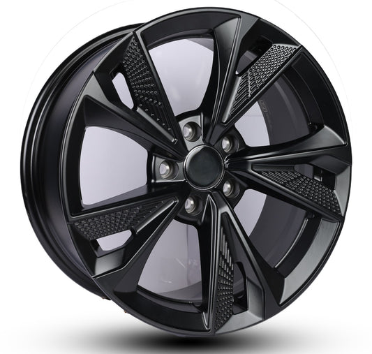 Black alloy wheel on a white background