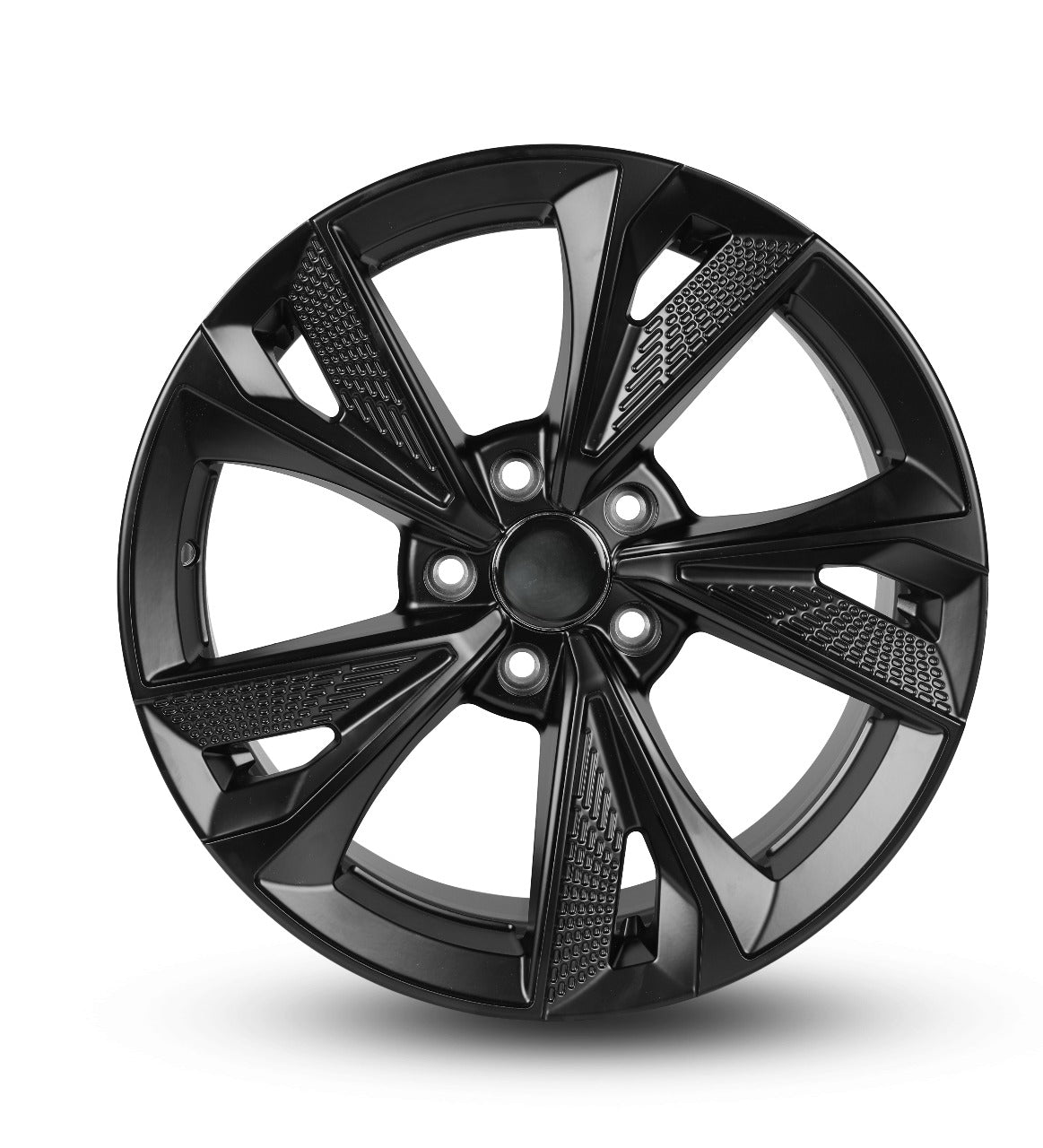 Black alloy wheel on a white background