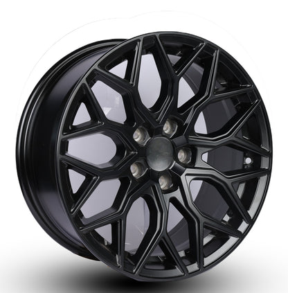 Black alloy wheel on a white background