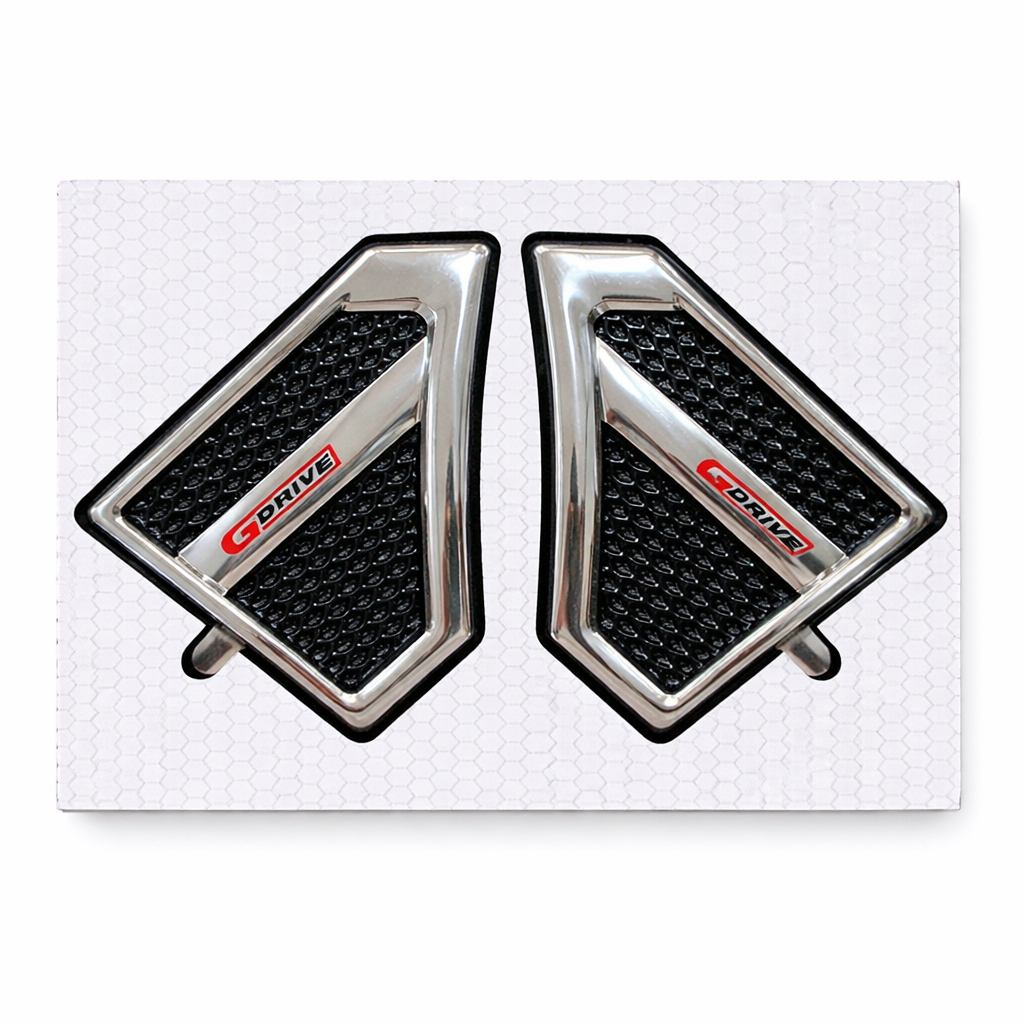 Pair of G-Drive motorcycle tank decals on a white background