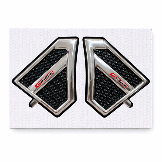 Pair of G-Drive motorcycle tank decals on a white background
