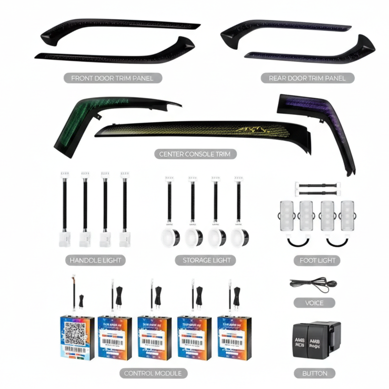Car interior parts and accessories set for Suzuki Grane Vitara 2023-2024 on a white background.
