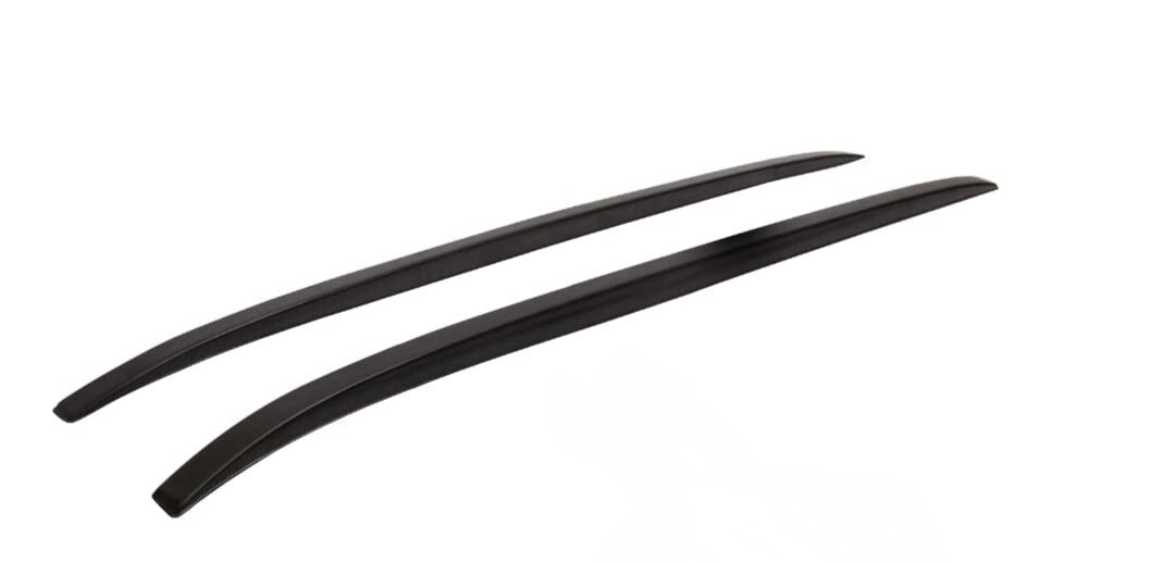 Two black car roof racks on a white background