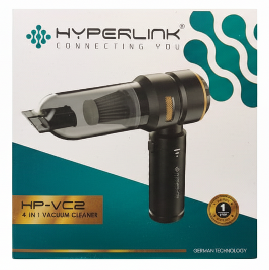Hyperlink 4 in 1 vacuum cleaner packaging with product image and branding.