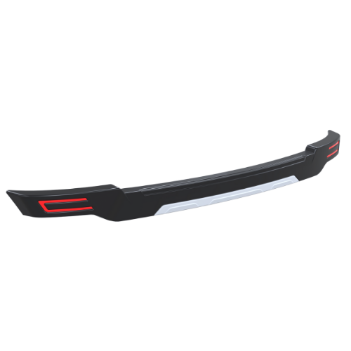 Car bumper with red accents on a white background