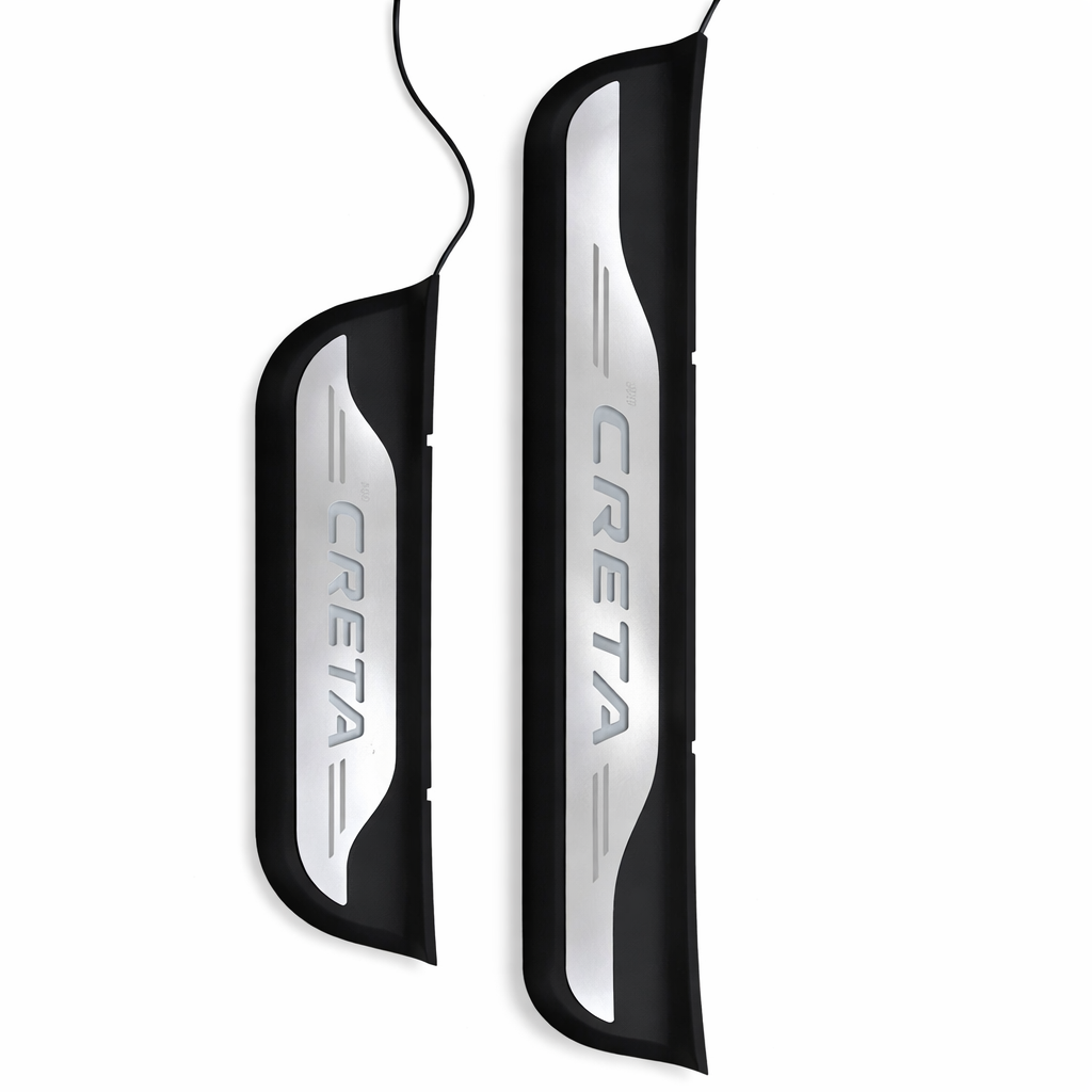 Car door sills with 'CRETA' branding on a white background