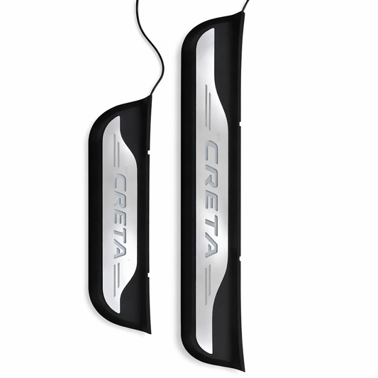 Car door sills with 'CRETA' branding on a white background