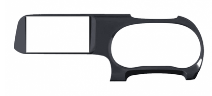 Black car dashboard trim on a white background