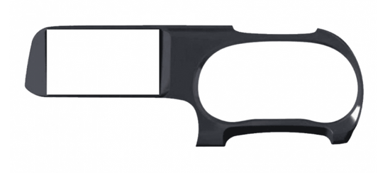 Black car dashboard trim on a white background