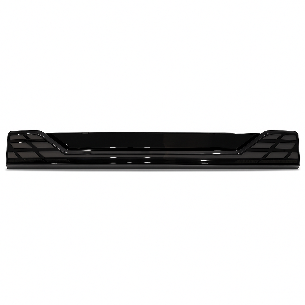 Black car door sill protector on a white background
