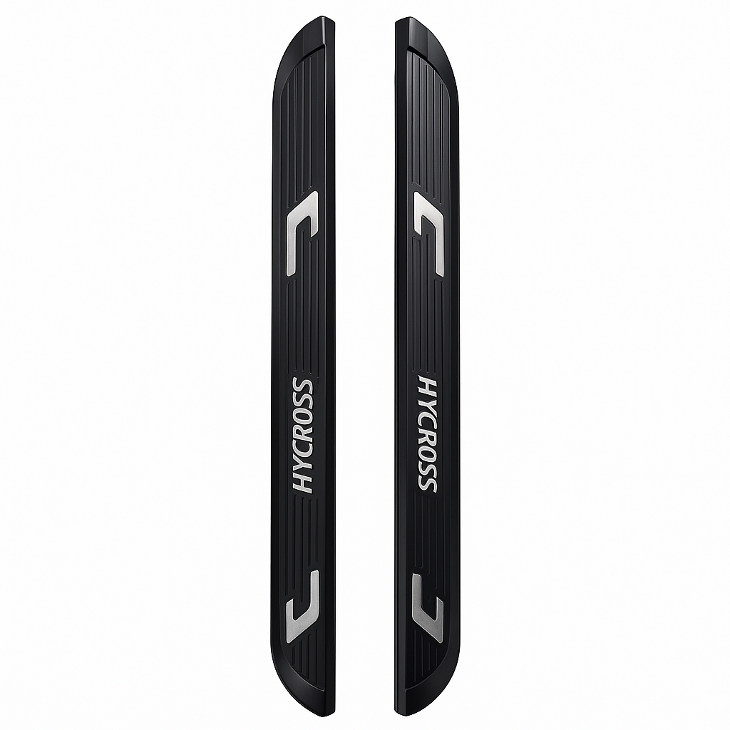 Two black car roof racks with 'HYCROSS' branding on a white background