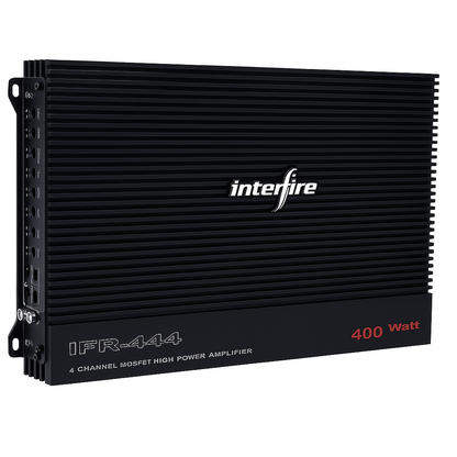 Black interfire amplifier with 'IFR-444' model number on a white background