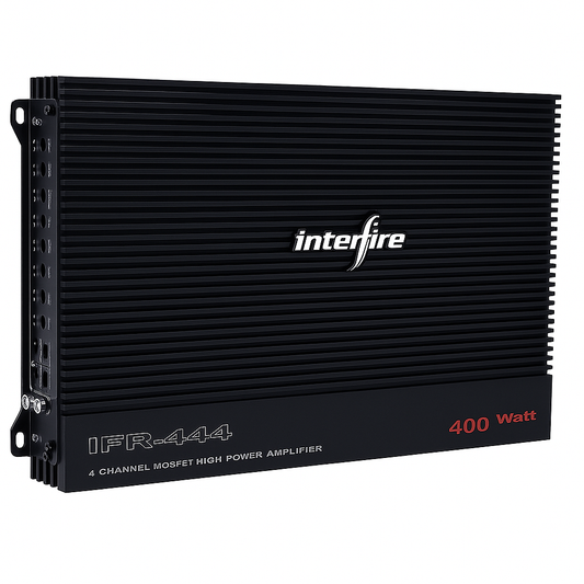 Black interfire amplifier with 'IFR-444' model number on a white background