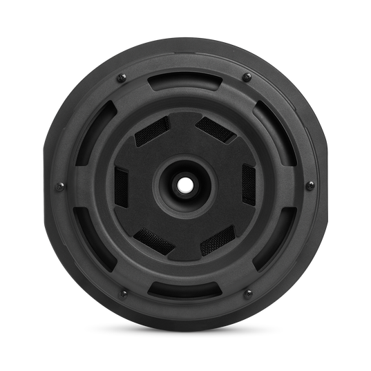 Black speaker cone on a white background
