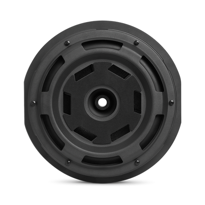 Black speaker cone on a white background