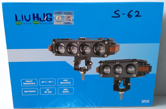 Product packaging for LIU HUG LED lights with blue background and light fixture images.