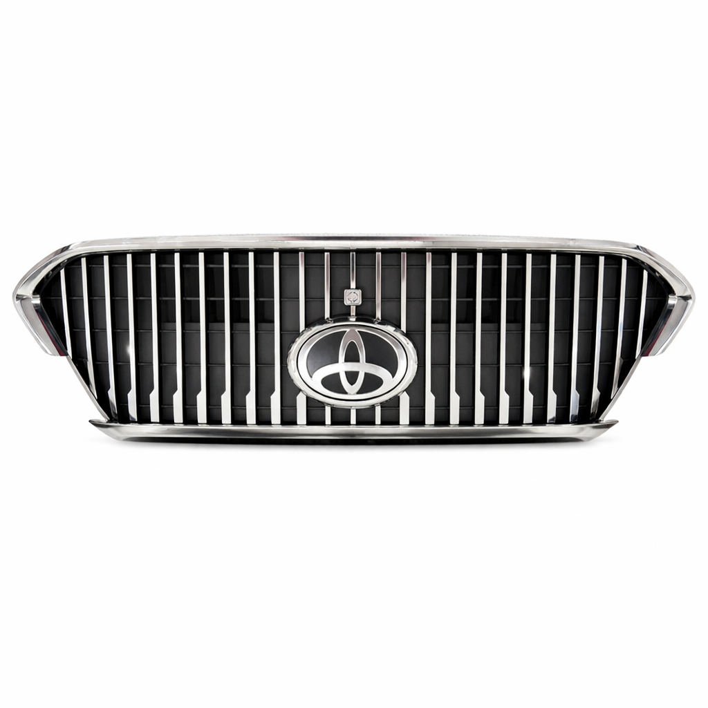 Car grille with a brand logo on a white background