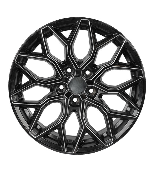 Black alloy wheel rim on a white background