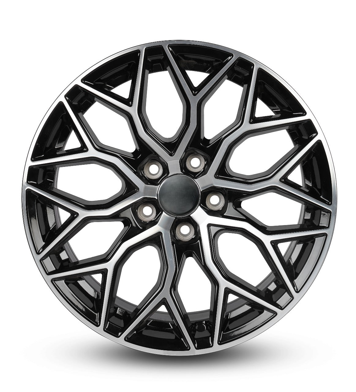 Black alloy wheel on a white background