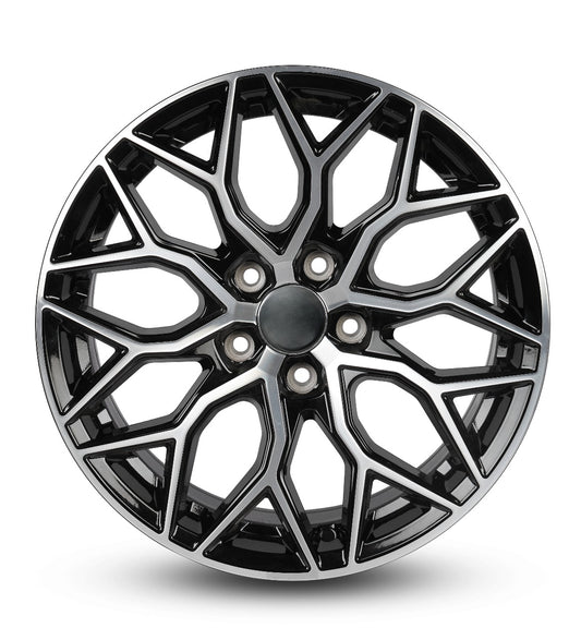 Black alloy wheel on a white background