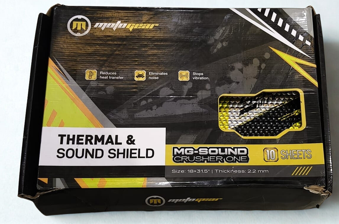 MotoGear thermal and sound shield packaging on a white background