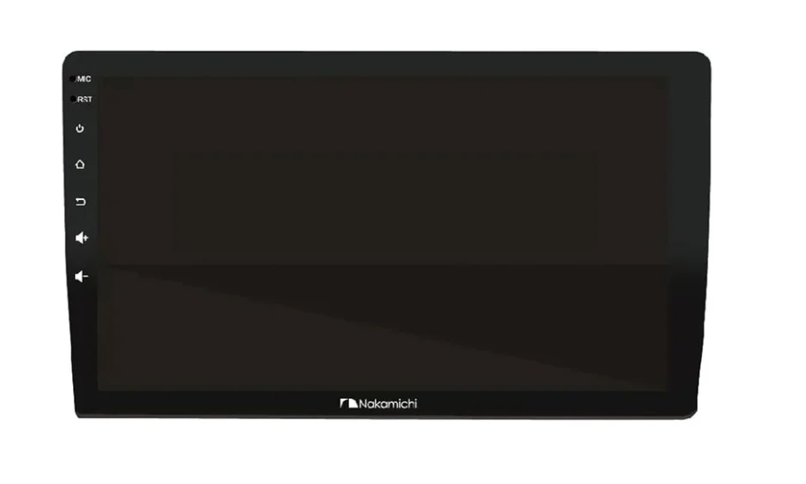 Black electronic display device with 'Nakamichi' branding on a white background
