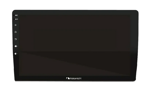 Black electronic display device with 'Nakamichi' branding on a white background