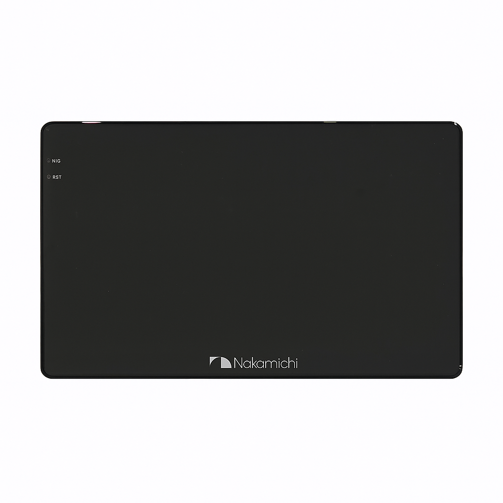 Black graphic tablet with Nakamichi branding on a white background
