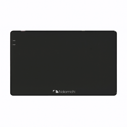 Black graphic tablet with Nakamichi branding on a white background