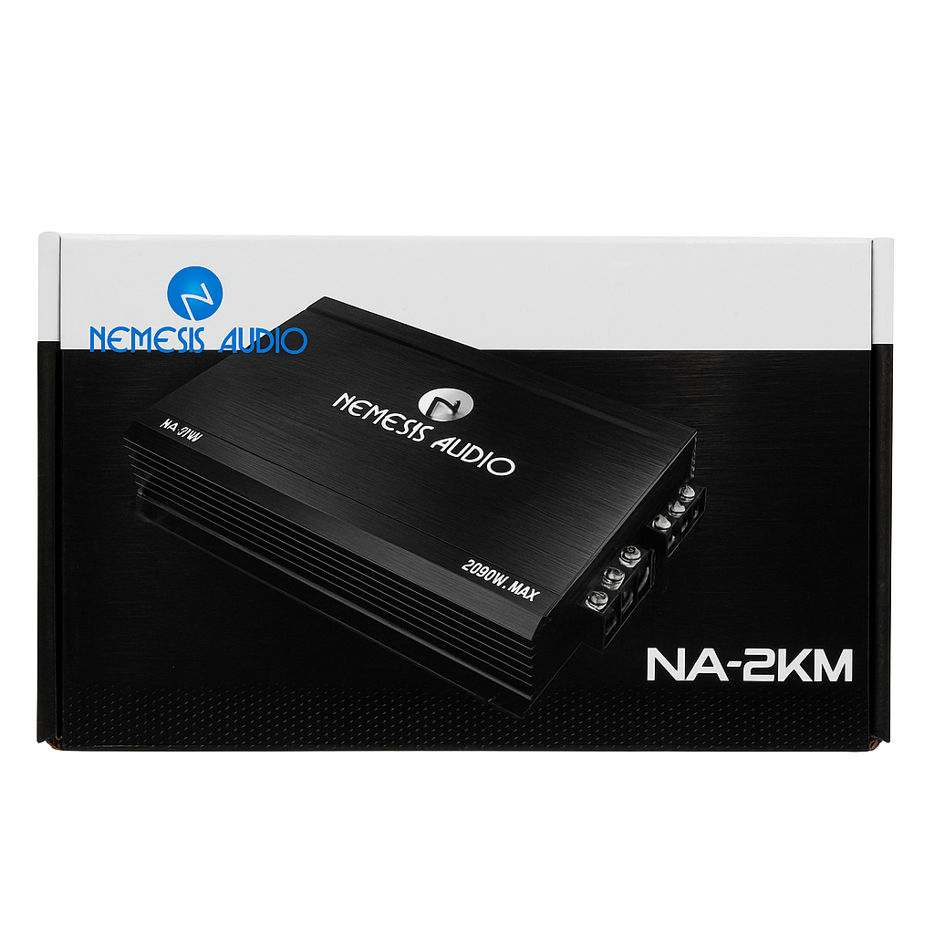 Nemess Audio NA-2KM amplifier packaging on a white background