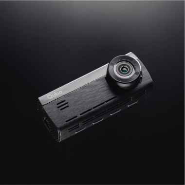 Black car dashboard camera on a black background
