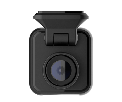 Black car dashboard camera on a white background