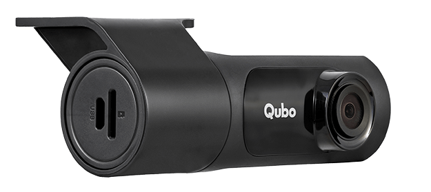 Black Qubo camera on a white background