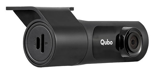 Black Qubo camera on a white background