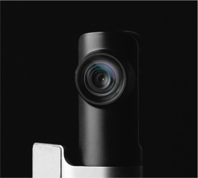 Black camera on a white background