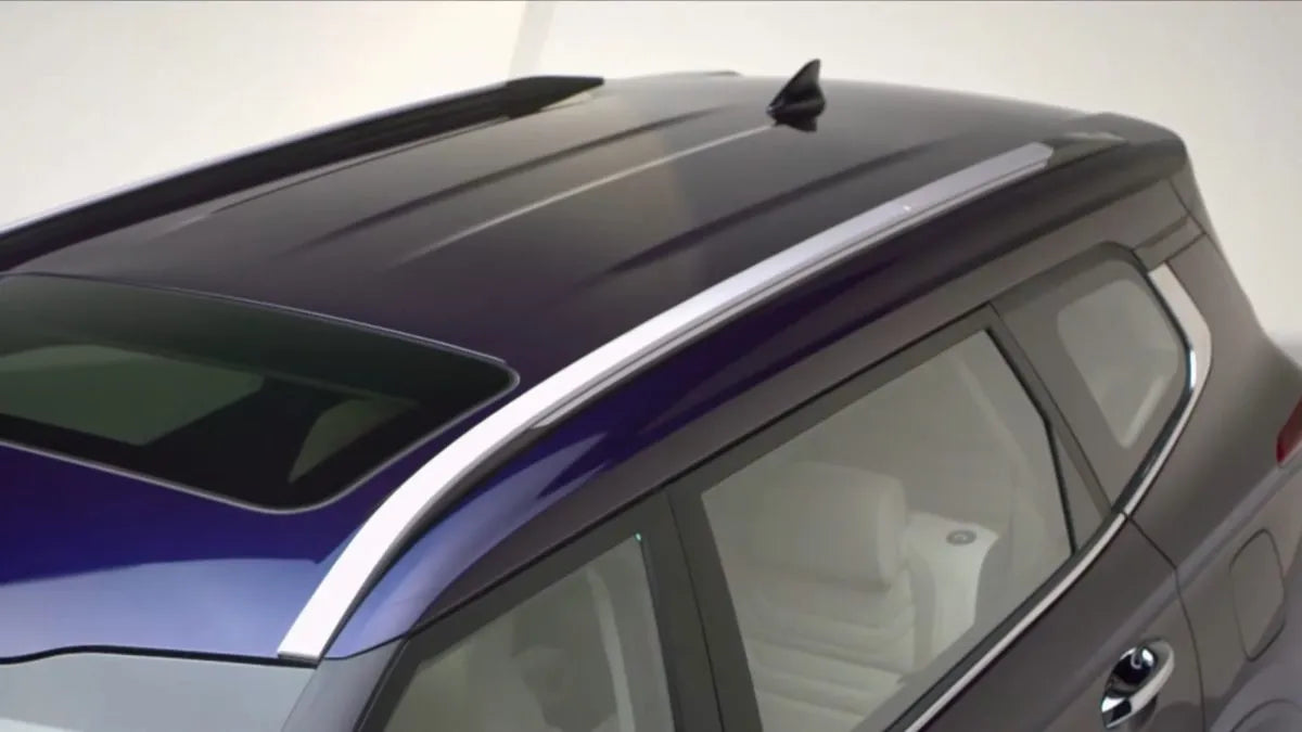 Car roof rack system on a vehicle with a white background