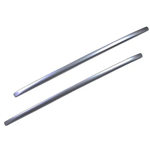 Two metallic rods on a white background