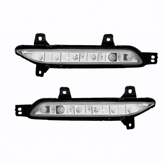 Two car fog lights on a white background