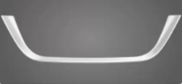 Rectangular metallic object with a central cutout on a dark background