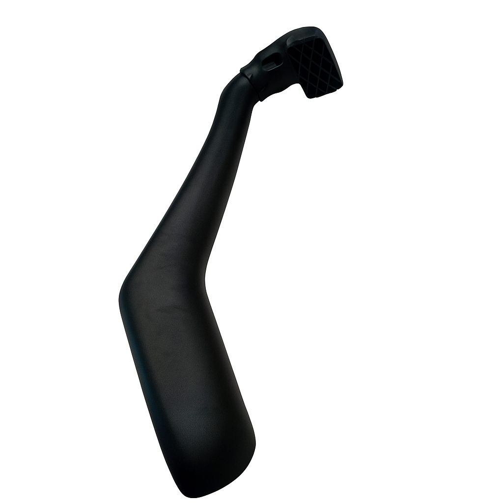 Black motorcycle side mirror on a white background