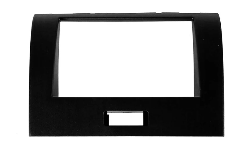 Black car stereo dashboard panel on a white background