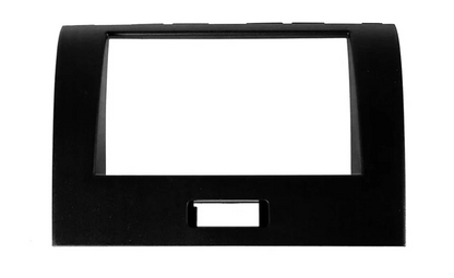 Black car stereo dashboard panel on a white background