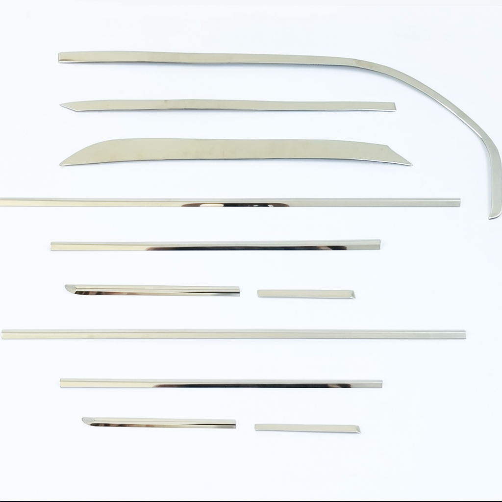 Set of car door trim panels on a white background