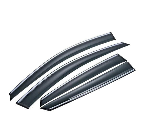 Two car window deflectors on a white background