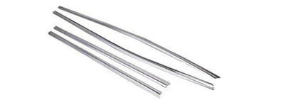 Three metal rods of varying lengths on a white background